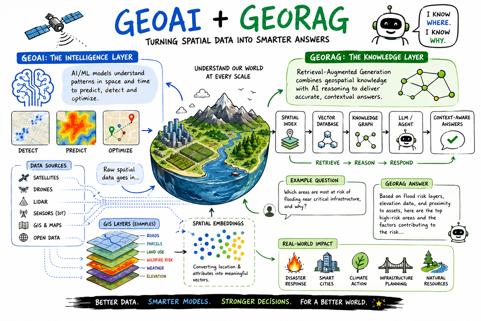 GeoAI and GeoRAG conceptual illustration