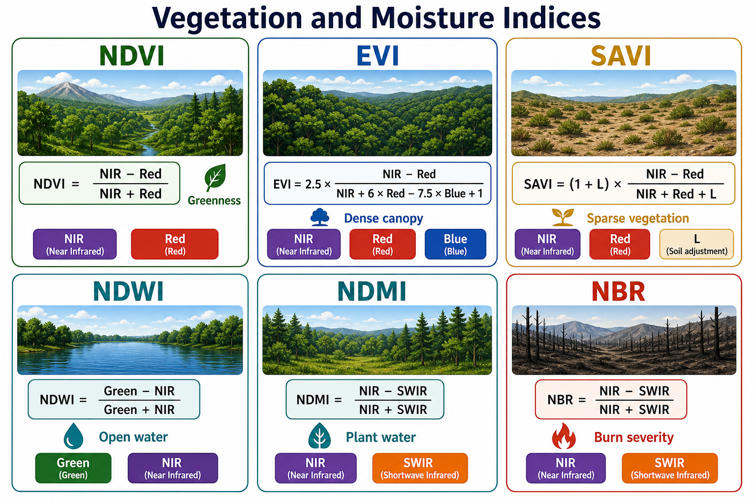 Vegetation and moisture indices