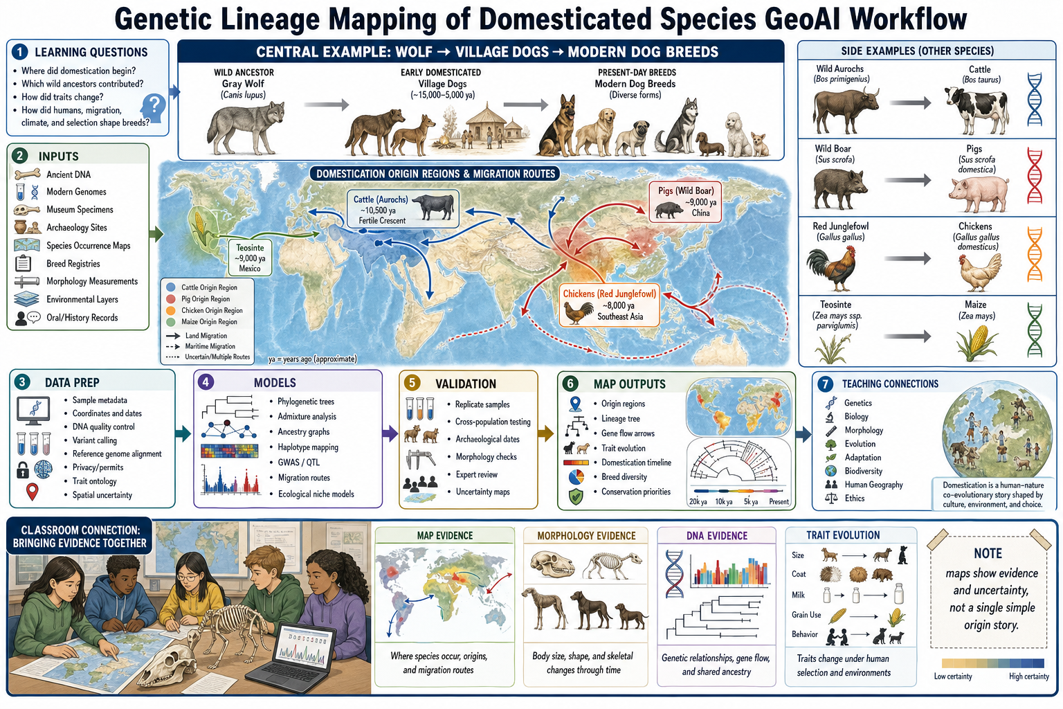 Genetic lineage GeoAI workflow
